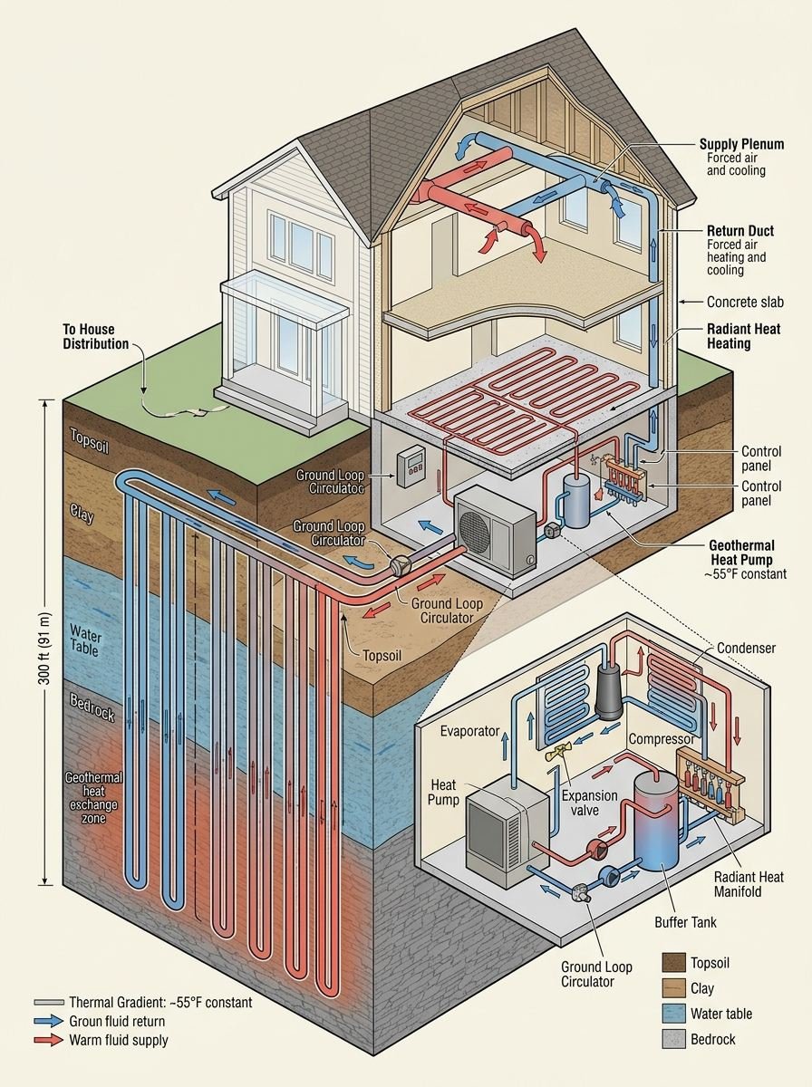 Vertical closed-loop geothermal installation